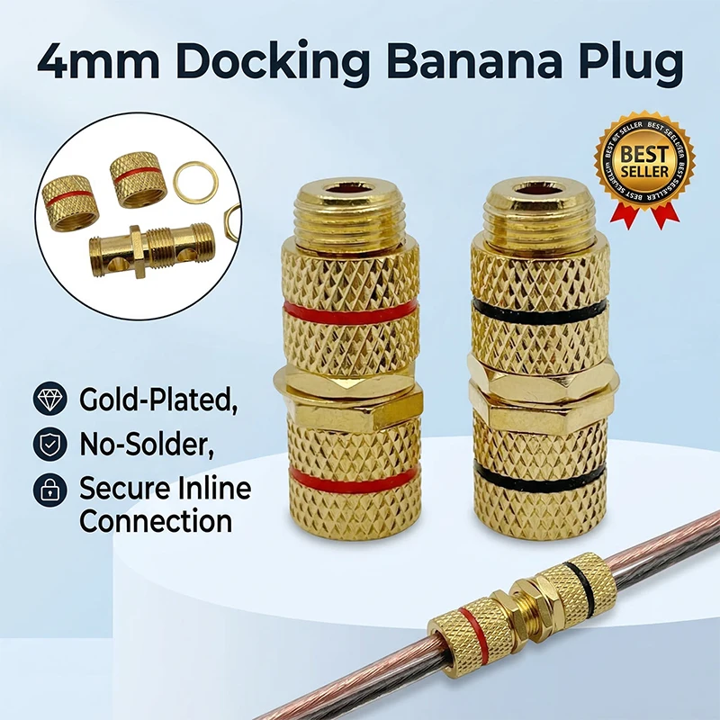 8Pcs P790 Speaker Audio Cable Docking Plug 4mm Banana Plug Female To Female Extension Socket