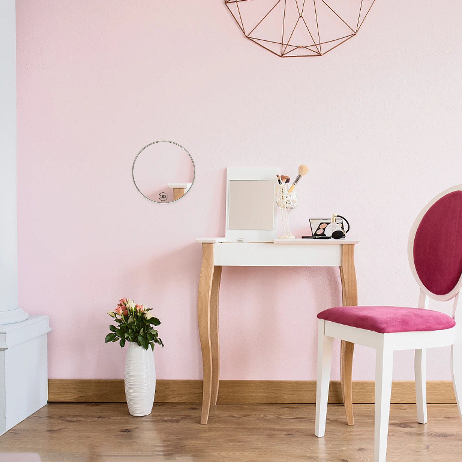 

High Definition Suction Cup Magnifying Mirror Modern Style Bathroom Use No Punch Wall Damage Adjustable Position Clear Surface