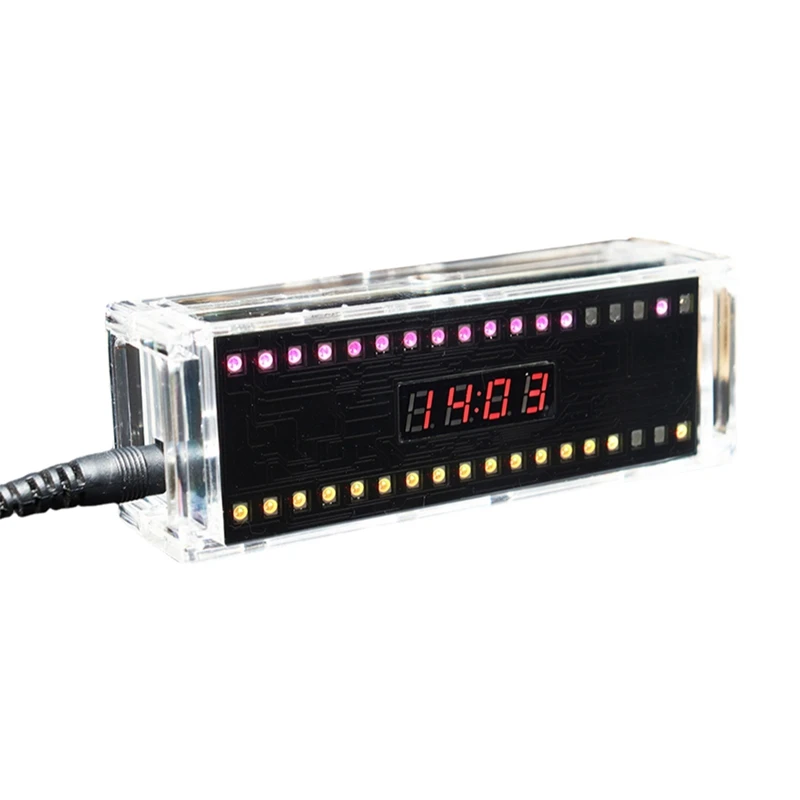 DIY Digital Clock Kit Voice Control Music Spectrum Display RGB LED Soldering Project Practice Solder Diy Electronic Kit