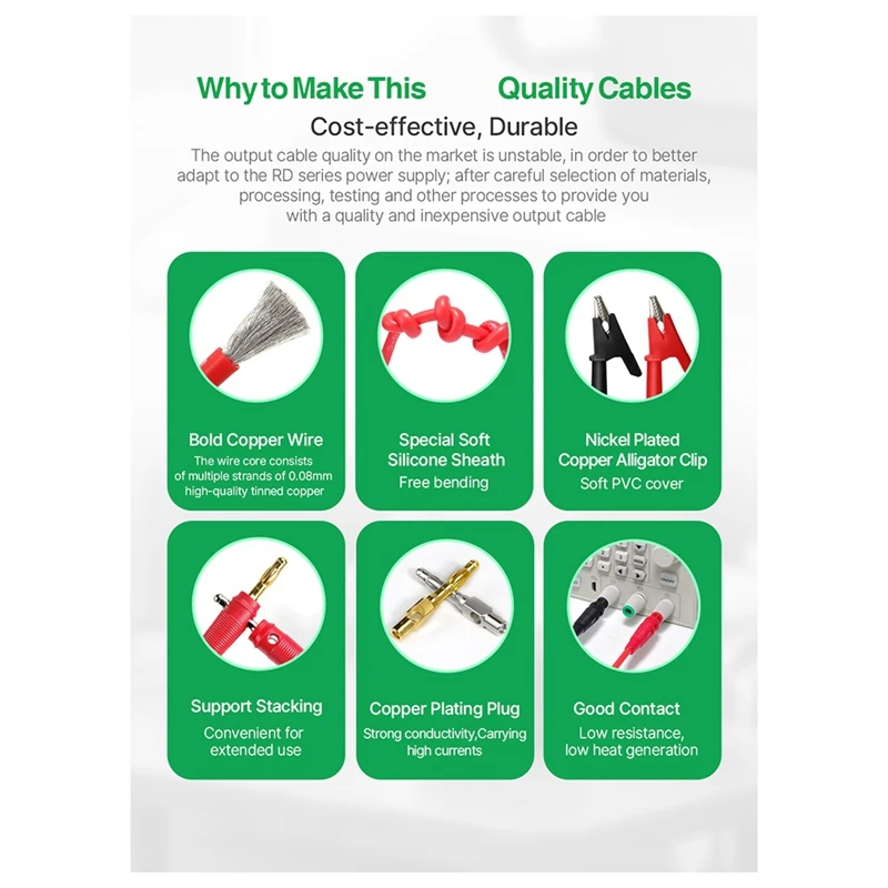 New-New Banana Plug To Alligator Clip Test Cable And Nicro Communication Cable For RD6006 RD6012 RD6024 Output