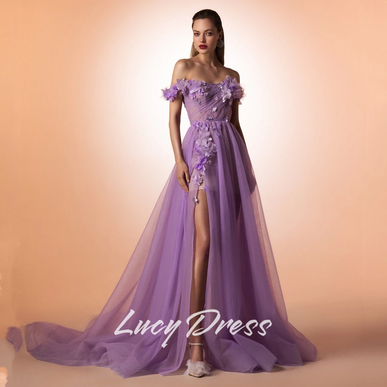

Lucy Customized Wedding Party Dresses Sharon Happy Evening Dresses Luxury 2025 Prom Dress Special Occasion Dress Purple Women