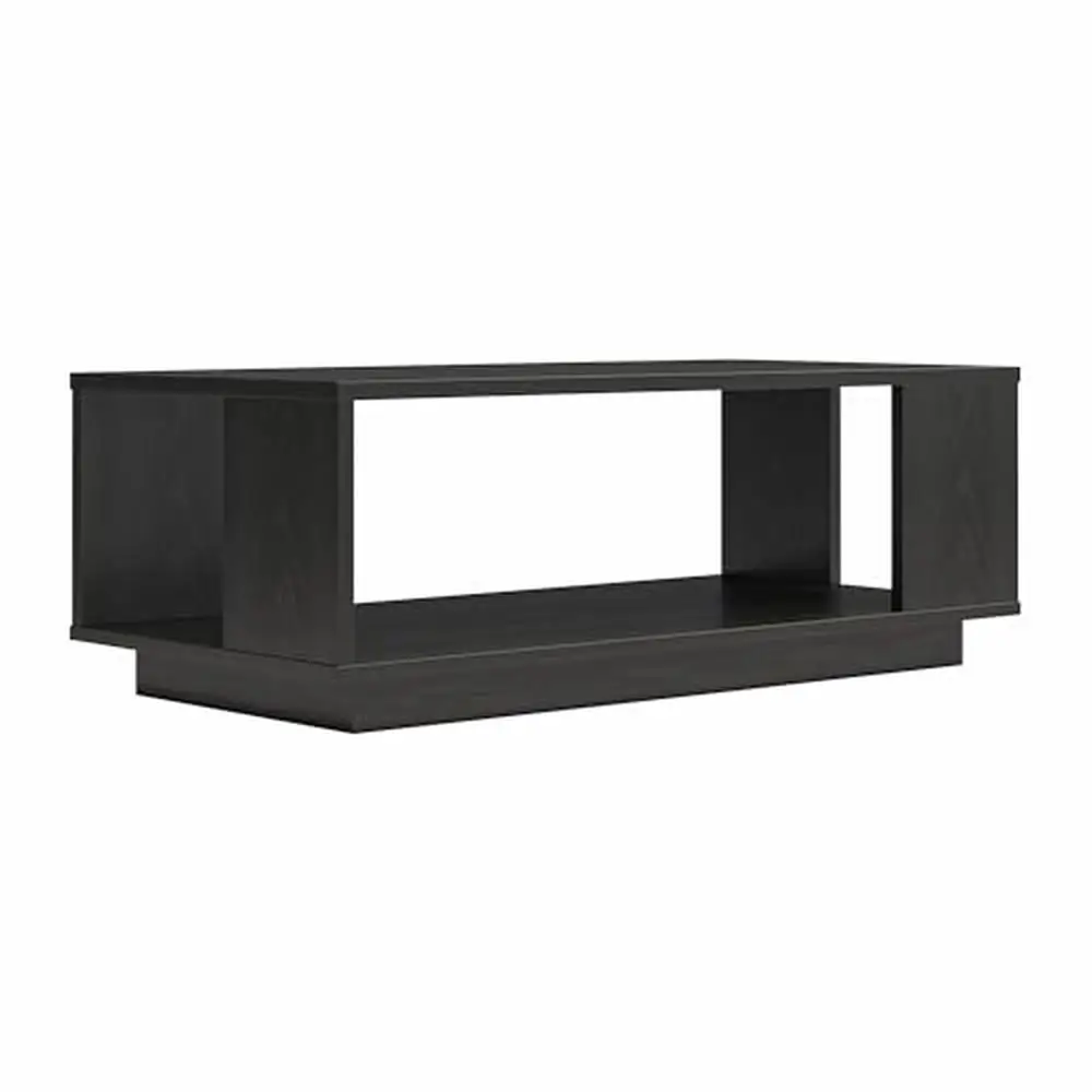 Contemporary Rectangle Coffee Table Black Oak Lower Shelf Eco-Friendly Easy Assembly Sleek Design Chic Focal Point Display Decor