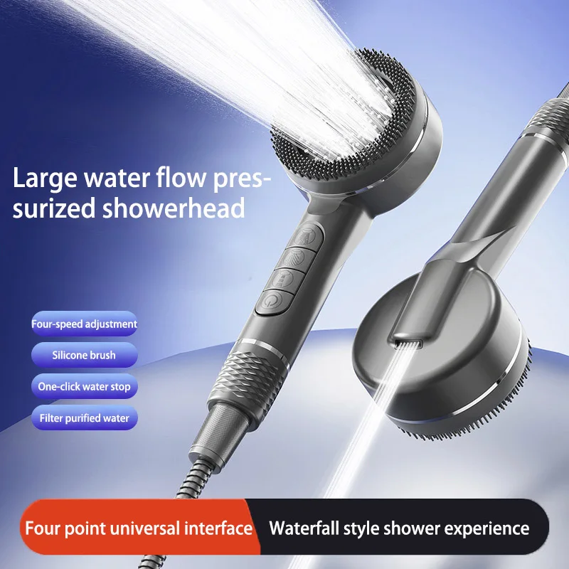 Booster Shower Head Four-speed Adjustment With Water Seal Multifunctional Home Filter Shower Bathroom Accessories