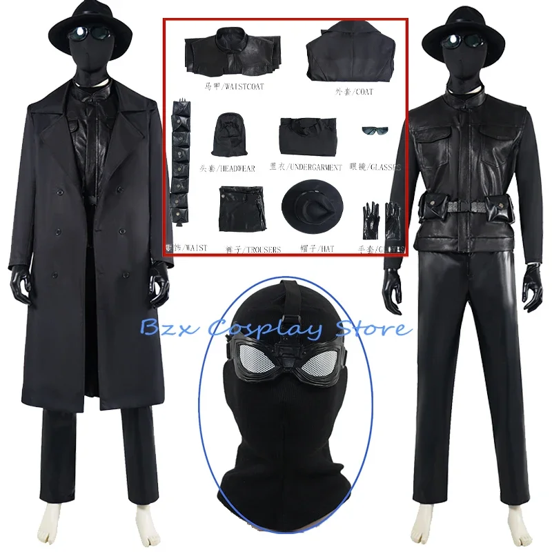 Noir Spider Cosplay Anime Superhero Black Spider Mask Cosplay Hat Uniform Suit Halloween Masquerade Party Costume Props for Men