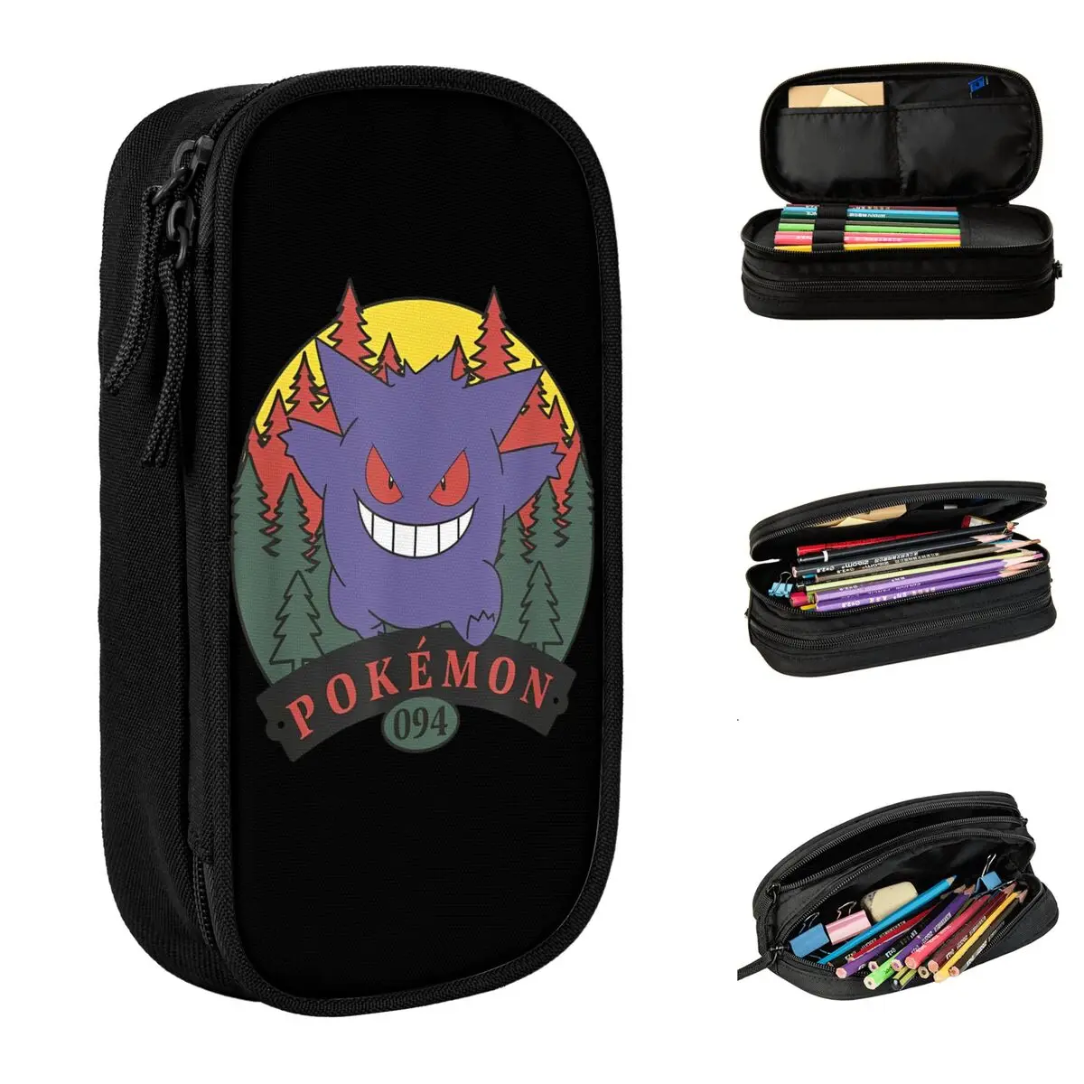 Pokemon Gengar Cartoon Accessories Pen Box Large Capacity Office Supplies Kawaii Pen Case Perfect Gifts