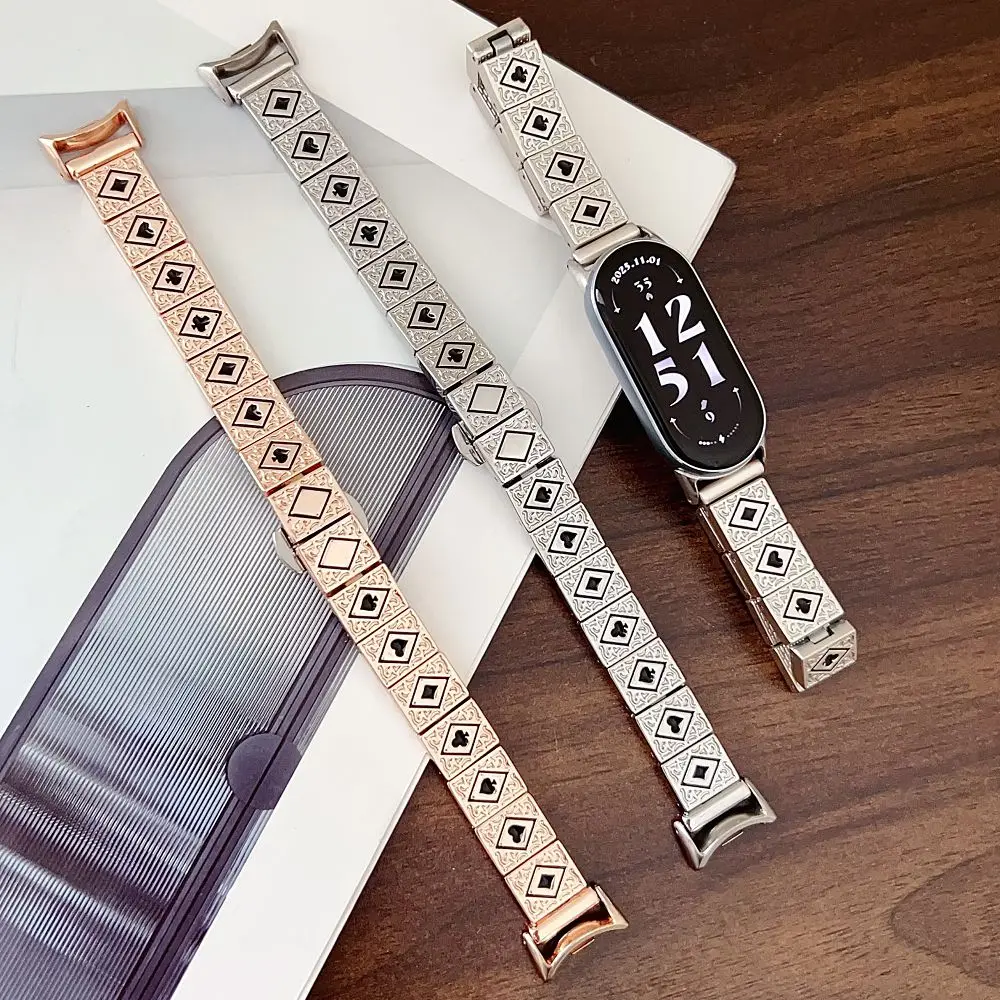 

Watch Bands for Mi Band 10 9 8 Correas Slim Women Metal Straps Dressy Bracelets for Mi Band 8Pro 9Pro Wristbands for Redmi 4/5