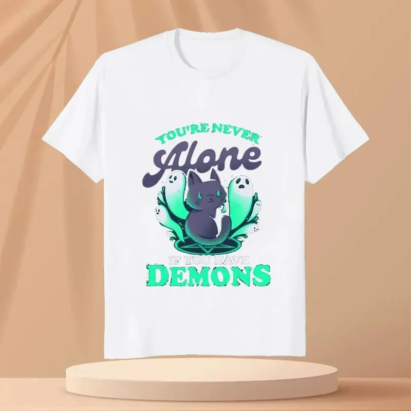 Youre Never Alone If You Have Demons Shirt Hail Baphomet Horror Man  Tee  Demon Evil Satan Cotton Graphic T Shirt