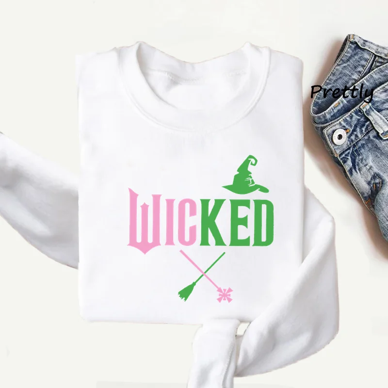 Wicked Change for Good Graphic Sweatshirts Witch Pink and Green Wicked Musical Movie Clothes Fashion Knit Pullover Streetwear