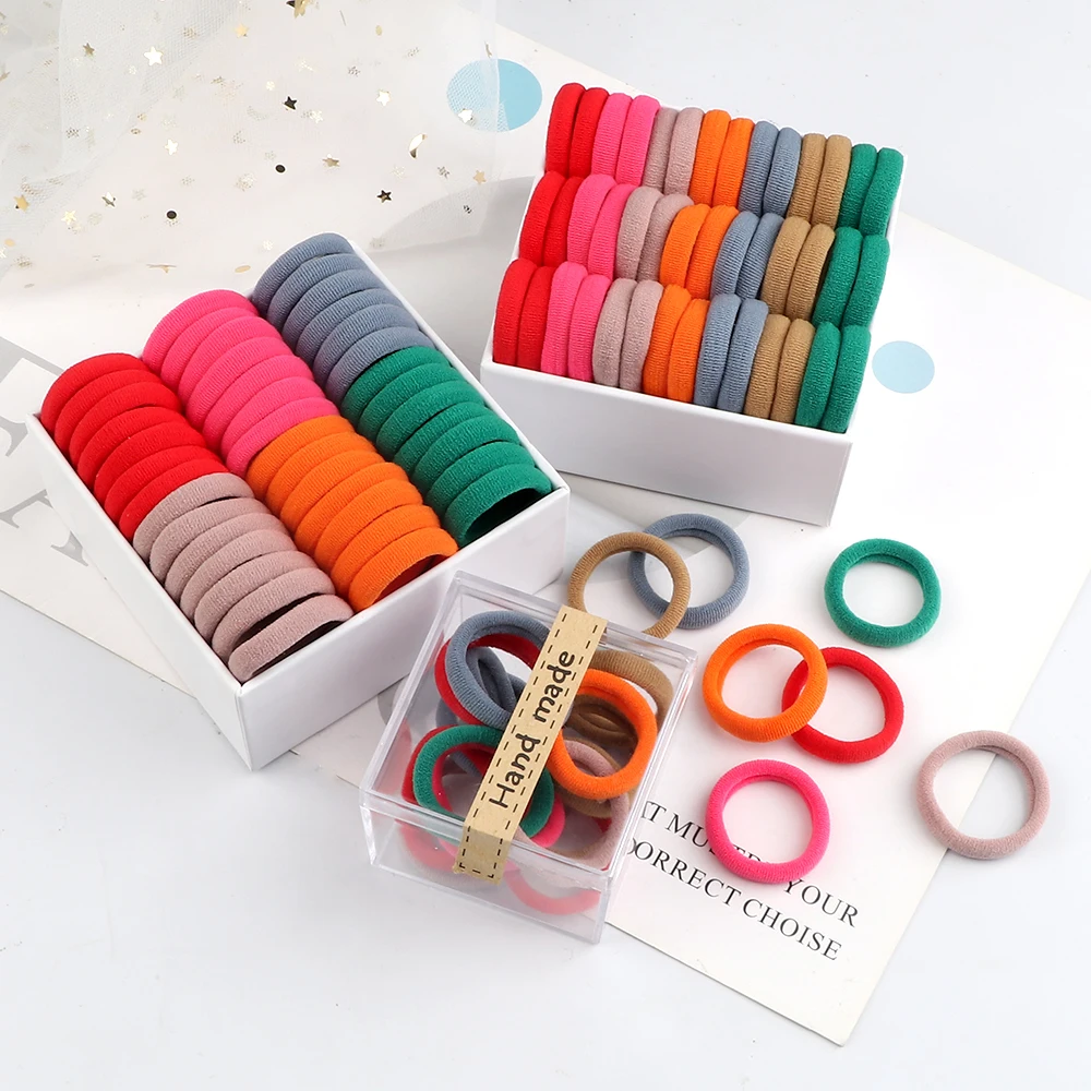 50~200Pcs/Lot Children Hair Bands Accessories Bright Colorful Elastic Rubber Band Girls Sweet Hair Ties Simple Basic Scrunchies