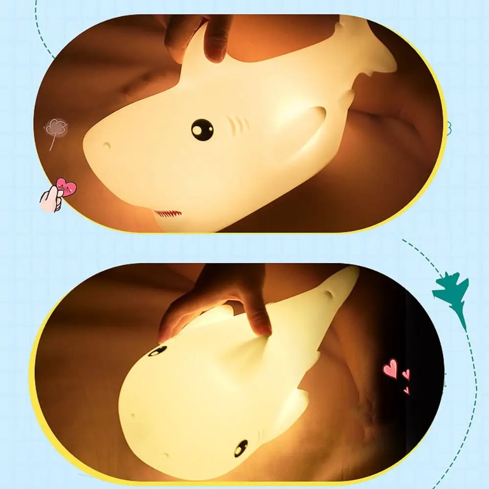 

Home Decoration Silicone Shark LED Lamp Creative Cartoon Bedside Light Colorful Lovely Atmosphere Light Bedroom