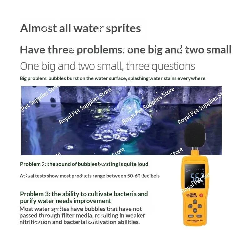 Anti Splash Mini Filter Fluidized Bed Aerator 3 in 1 for Fish Tank Shrimp Aquarium Oxygenation