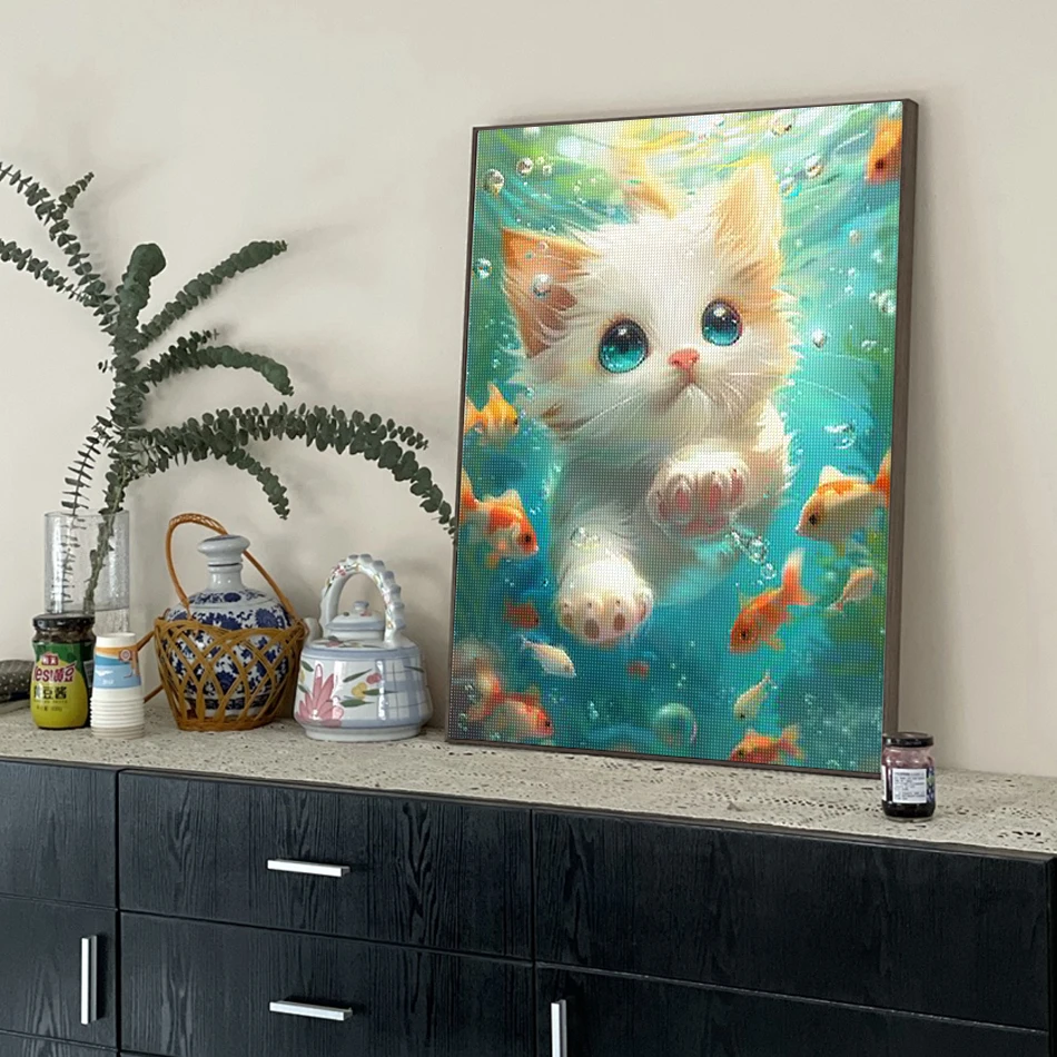 SDOYUNO-Diamond Paint Cat para iniciantes, Pintura Cristal Decorativa, 5D Pictures Kit, Full Round Drill, Stitch Products, Presente