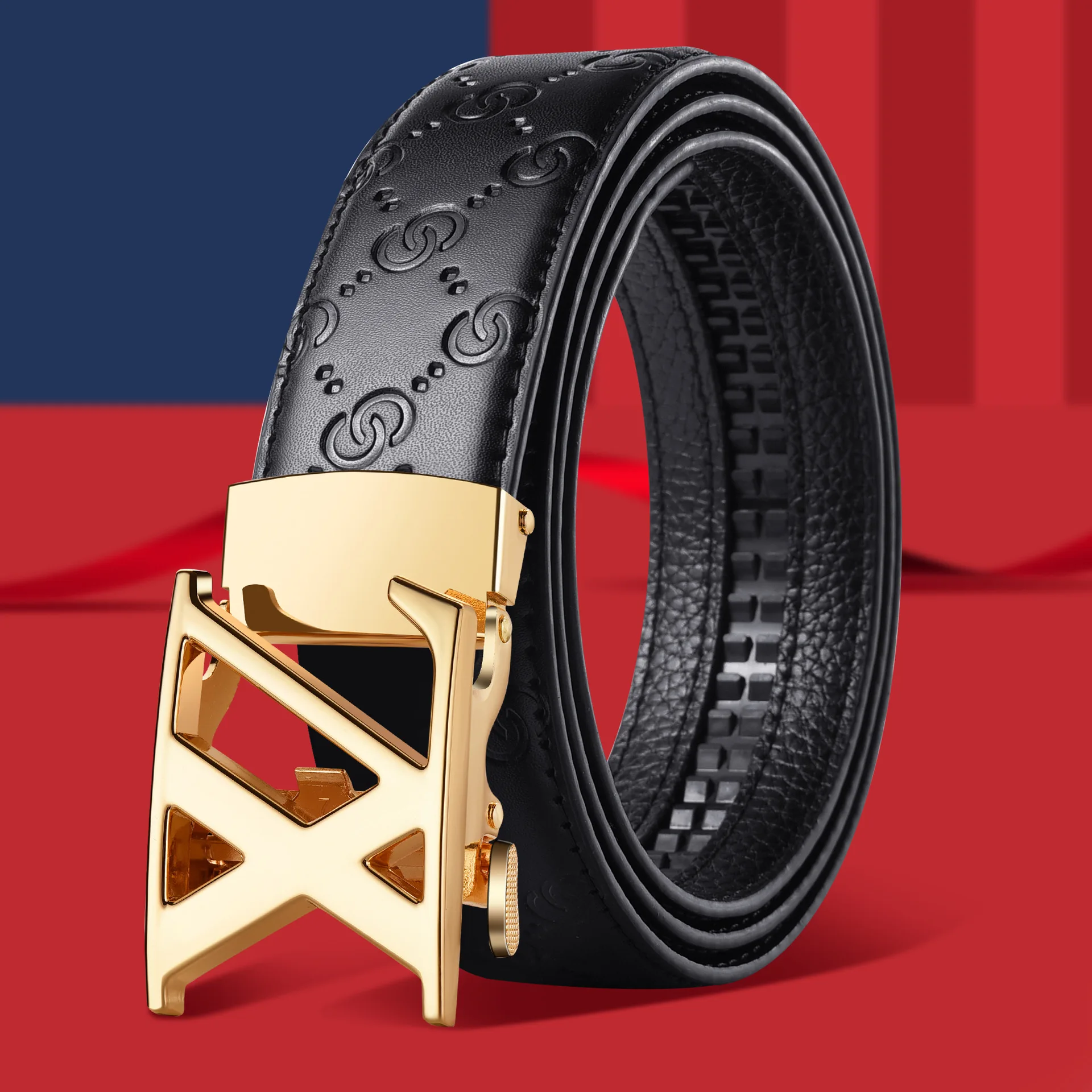 Ceinture homme haut de gamme à boucle automatique, style business décontracté, pour pantalon