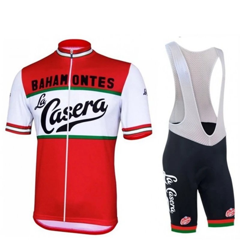 

LASER CUT La Casera Bahamonte TEAM Retro Classic Cycling Jersey Short Sleeve Bicycle Clothing With Bib Shorts Ropa Ciclismo