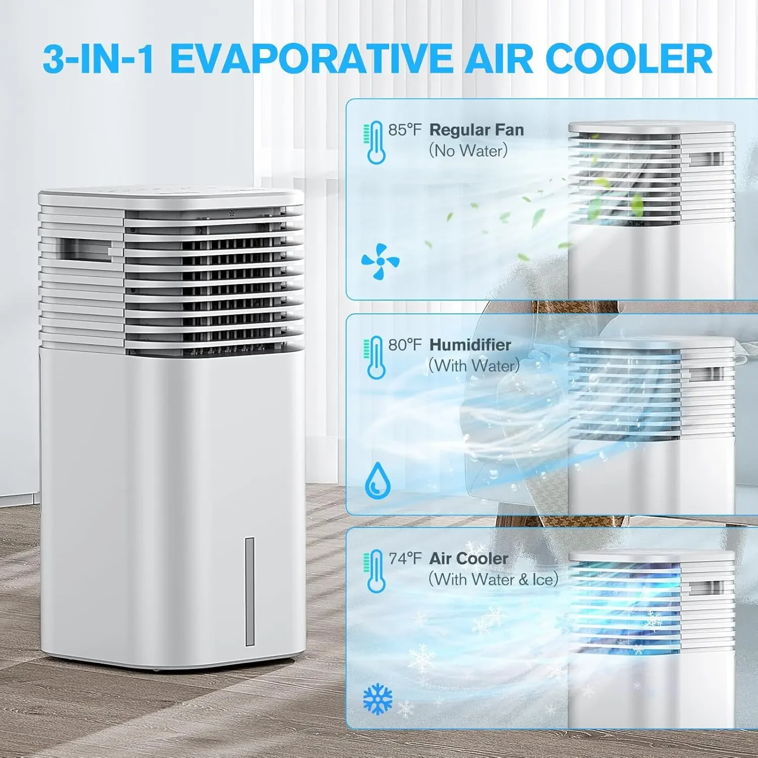 Portable Air Conditioner, 15H Timer & 120°Oscillation, 3-IN-1 Portable AC Unit with Remote, 2-Gal Tank, 3 Modes & 3 Speeds, Ultr