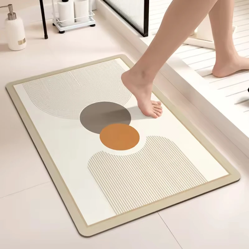 

Anti-slip Rubber Door Water Absorbent Modern Rug Set Diatomite Bath Mats for Home Kitchen Bathroom Novelty Pattern Carpet