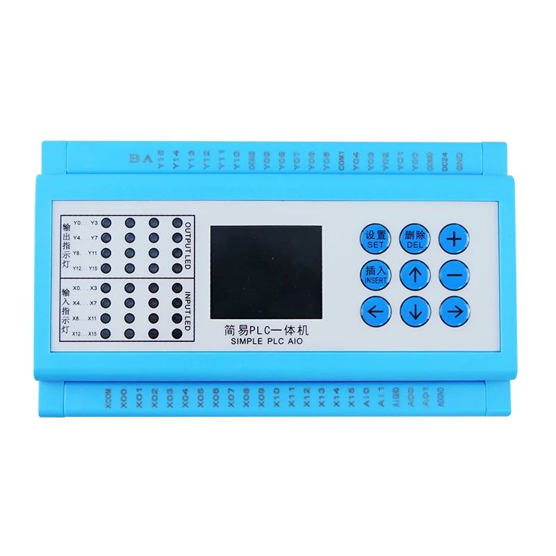 16 Input 16 Output Transistor Output Controller PLC con RS 485 modbus rtu per DC Motor HMI PLC