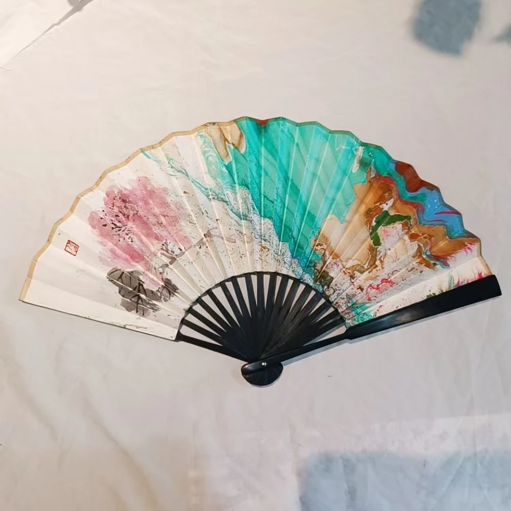 

Christmas gifts Finished Pure Handmade Portable Folding Fan - Ideal Cultural Gift Travel Souvenir for Events