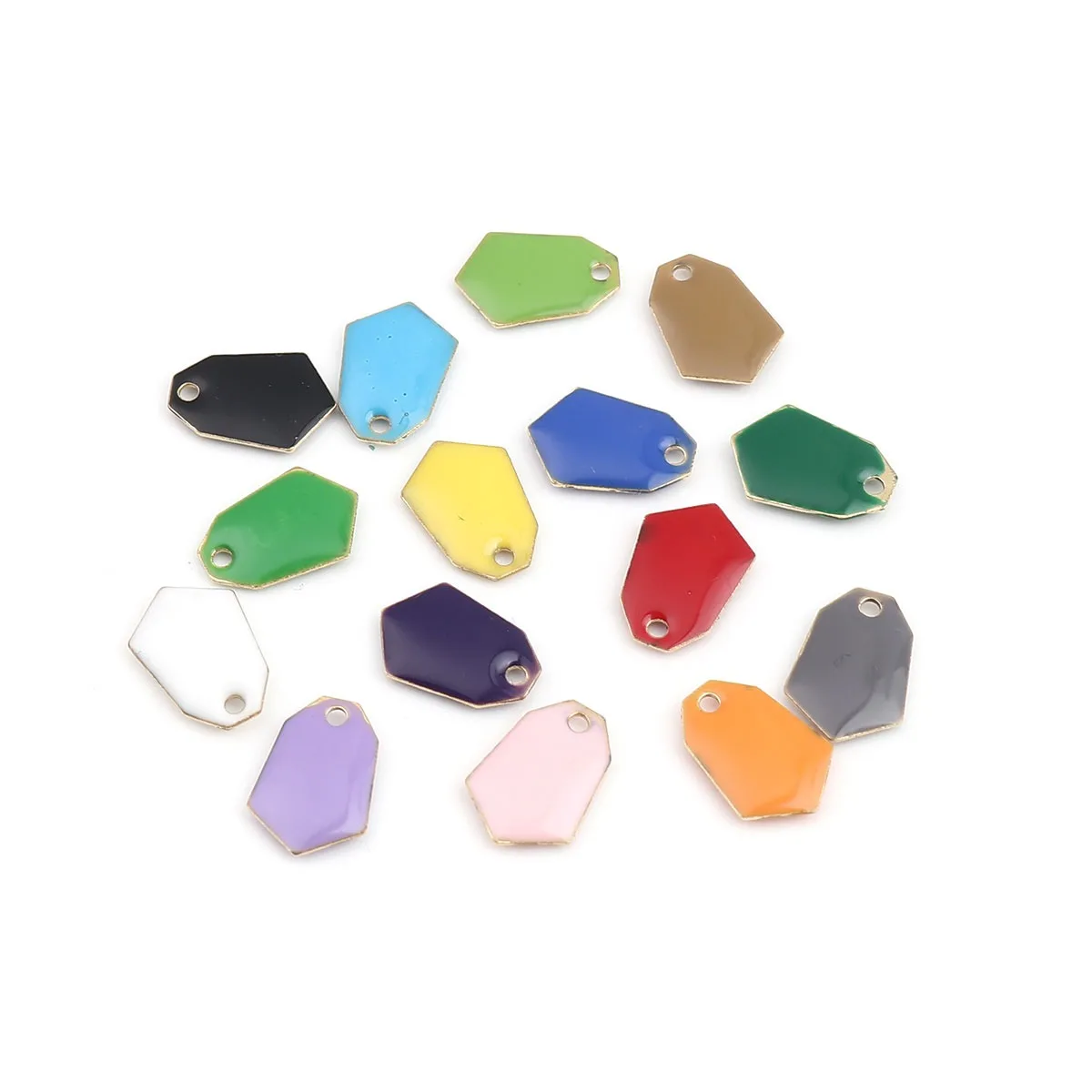 10pcs Brass Enamelled Sequins Charms Multcolor Geometric Polygon Pendants DIY Women Necklace Earrings Jewelry Findings 13mmx9mm