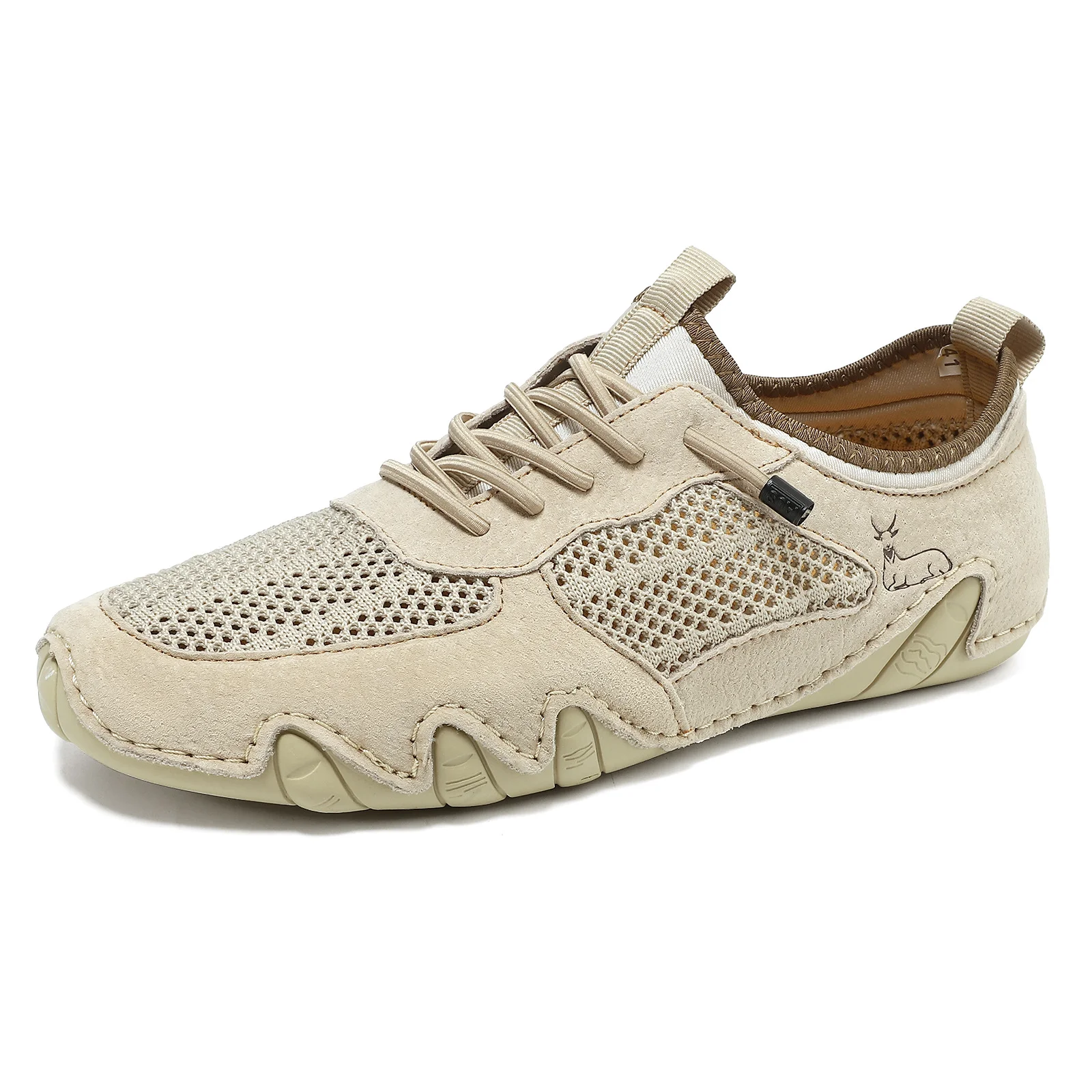 Men's Breathable Mesh Driving Shoes Casual Sneakers Summer Flat Elastic Band Solid Color Outdoor 2026 New
