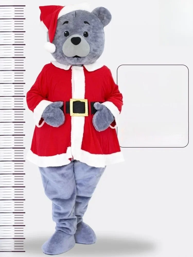 

Костюм-маскот взрослого серого медведя, костюм Санта-Клауса, мультяшная ходячая кукла, одежда для Хэллоуина, Рождества, тематических вечеринок