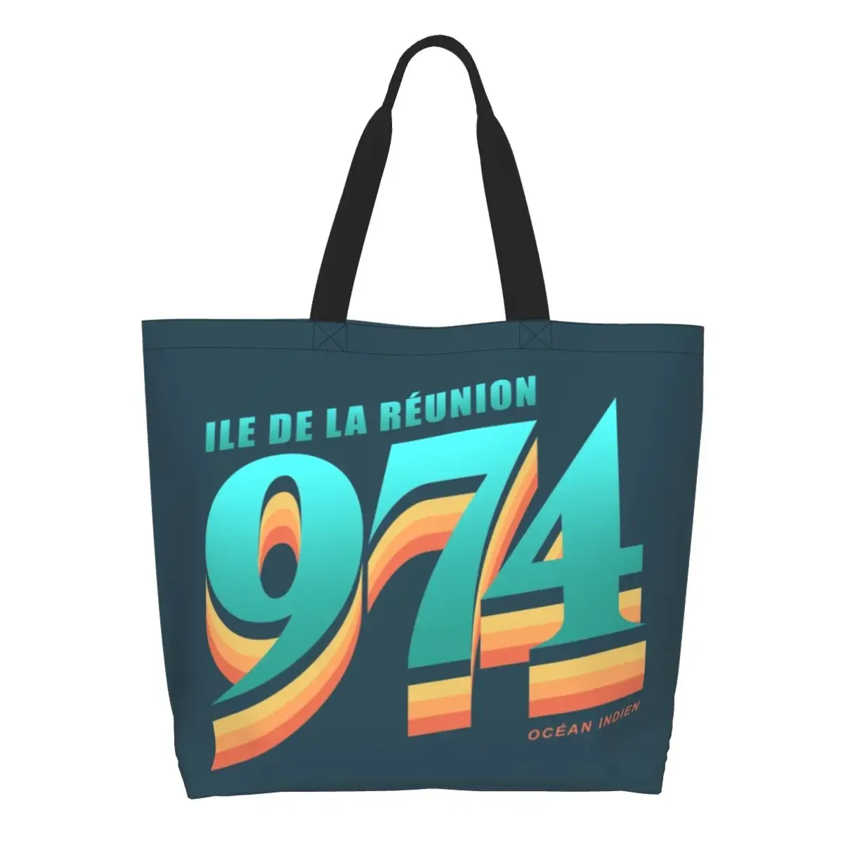 Vintage Reunion Island 974 Summer Bags  Canvas Shopper Tote Bags Large Capacity Washable Ile De La Reunion Indian Ocean Handbag