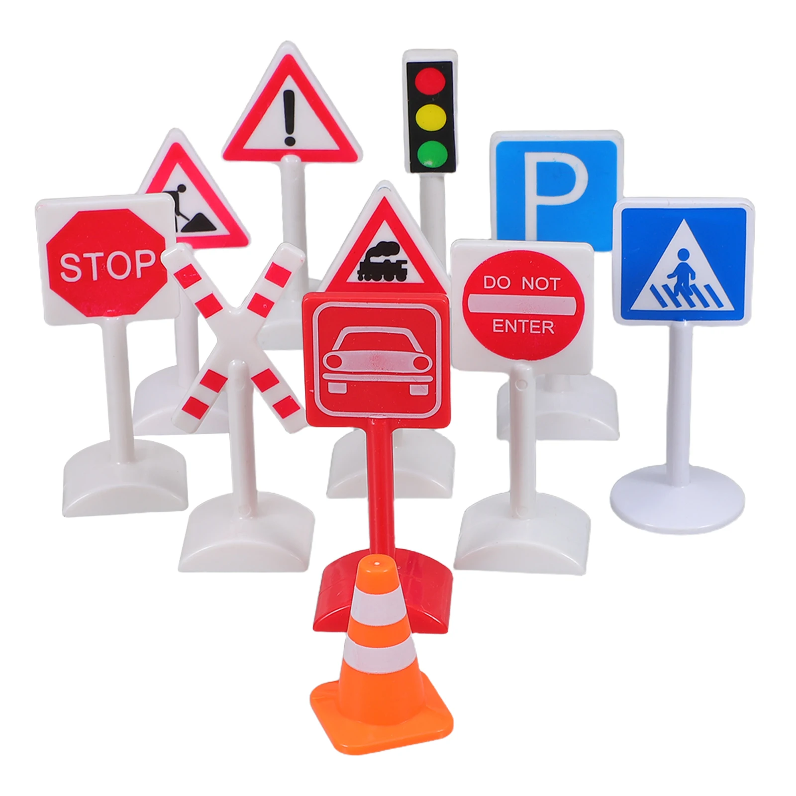 

1Set Mini Traffic Signs Set Stop Sign Fake Traffic Light Roadblock Crosswalk Signal Simulation Play Sand Table Train Tracks