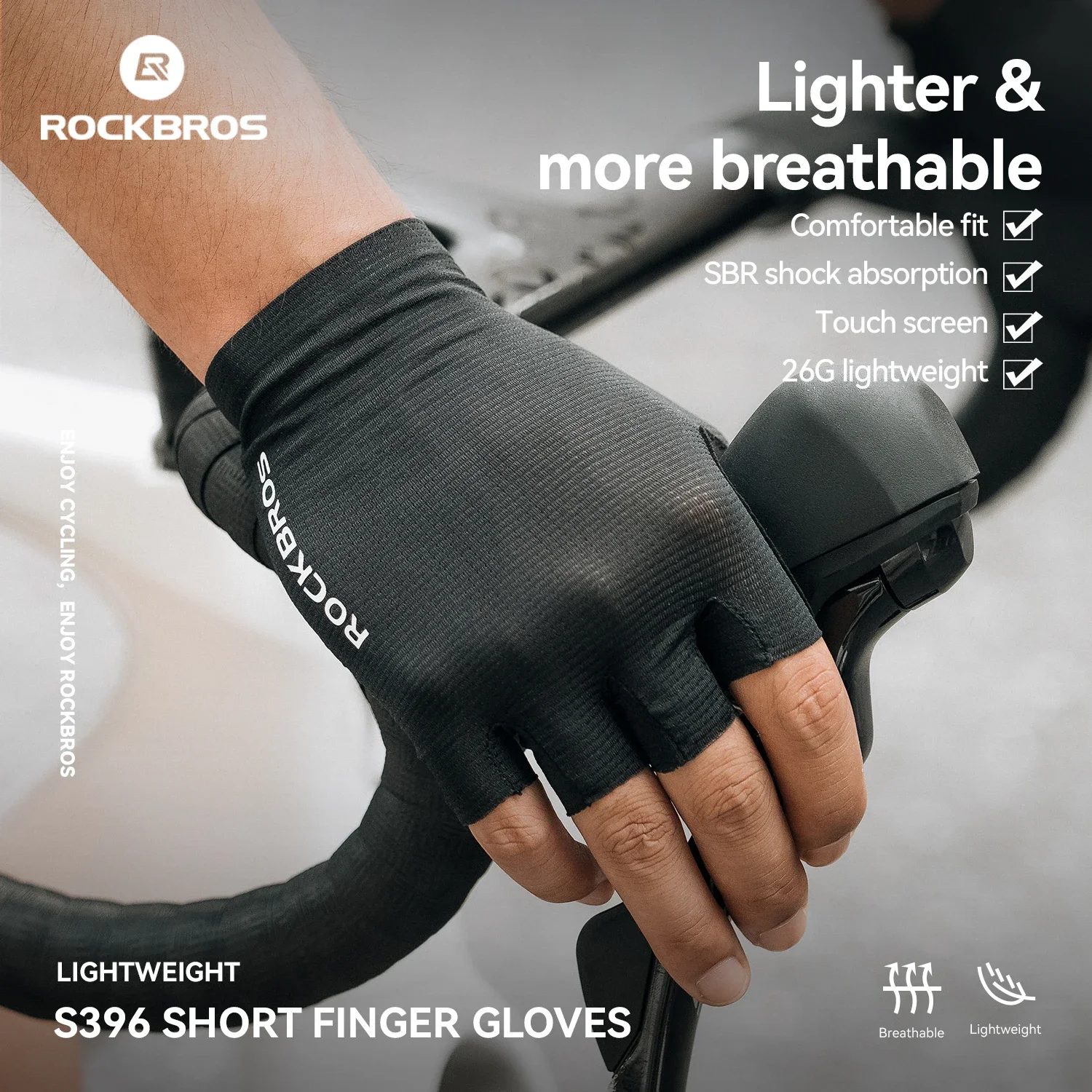 

ROCKBROS Cycling Gloves Half Finger Summer Breathable Anti-slip SBR Pad Shockproof MTB Road Bicycle Gloves High Elasticity Glove