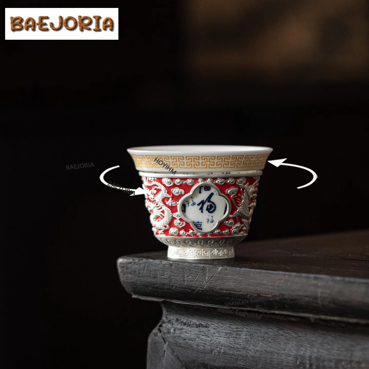 120ml Gilded Silver Dragon Phoenix Color Change Turn Around Teacup Elegant Tea Bowl Mug Tea-tasting Fragrance Cup Chazhan Cups