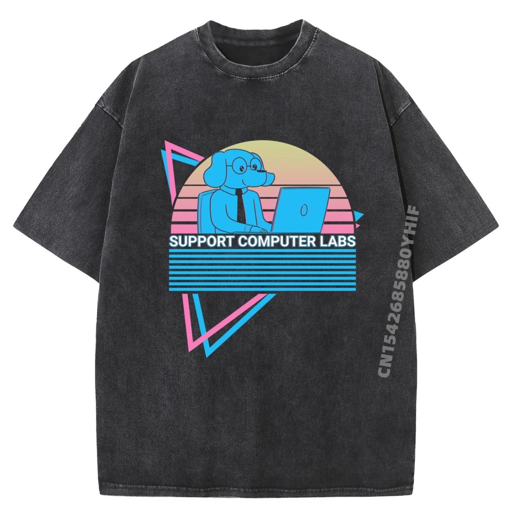

Funny Computer It Support Computer Labs Graphic Tees Mens Comfortable Washed Shirt Mens Vintage Printed Tops
