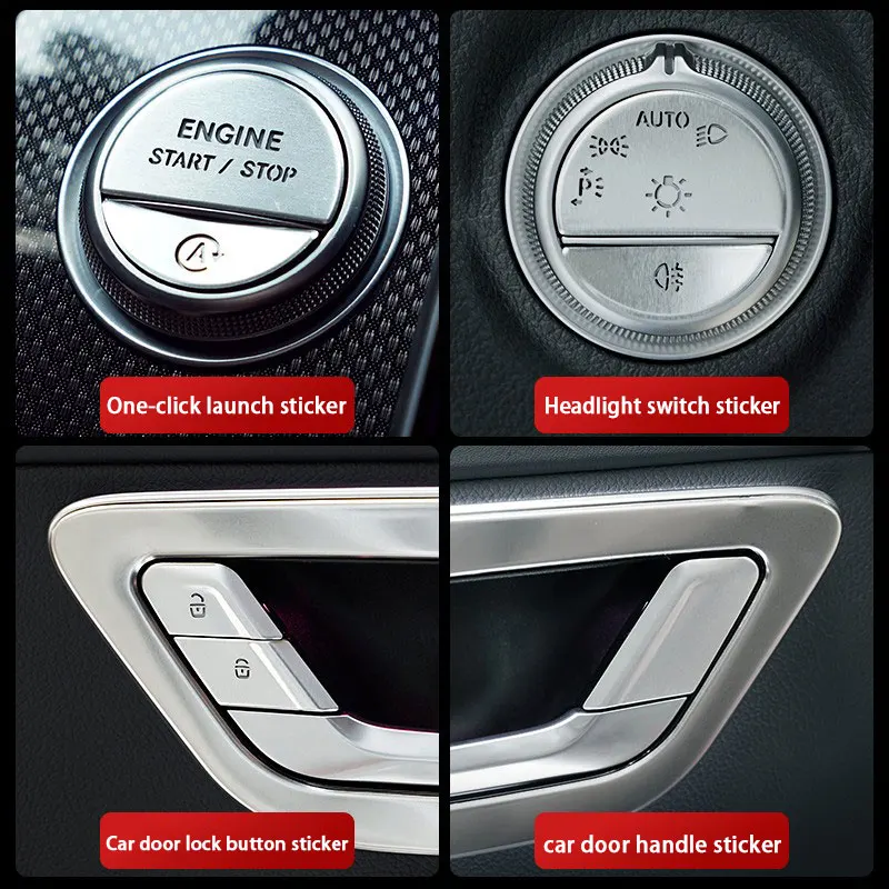 Car Interior Accessories For Mercedes Benz C260 GLC300 EQ E350 E300L Engine Start Stop Decorative Door Lock P Button Sticker