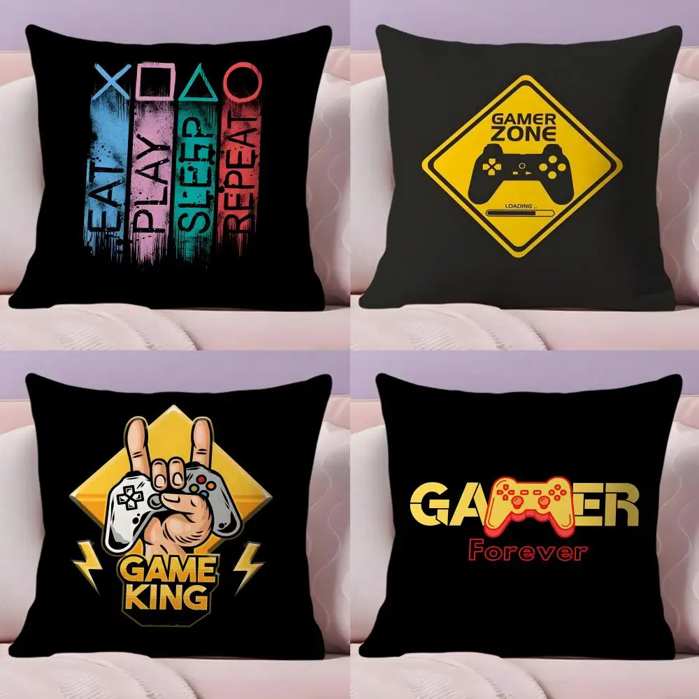 Gamer Forever Funny Best Pillow Case Plush Fabric Soft Double-Sided Printed Sofa Warm Winter Home Gift Cushion Cover