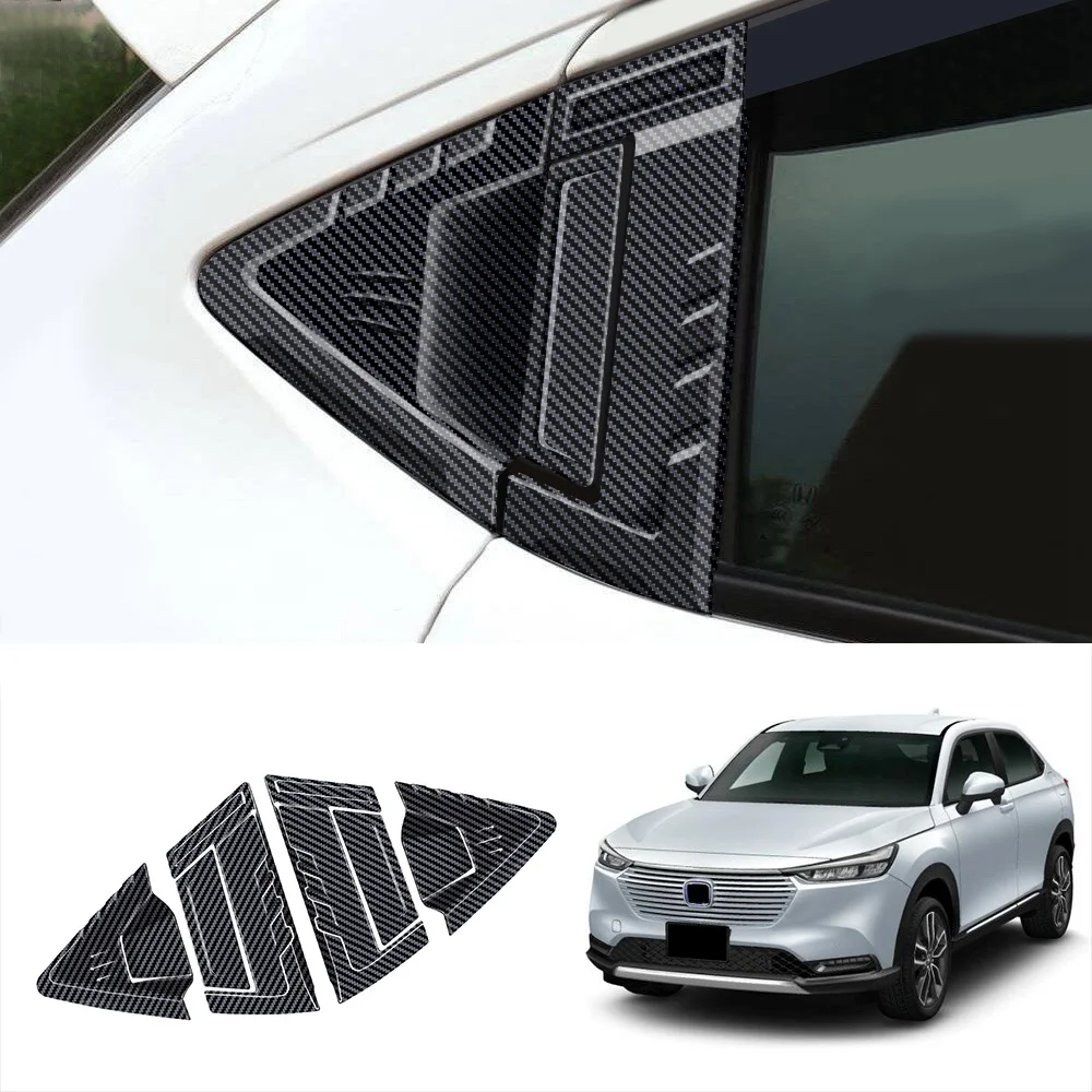 Car Carbon Fiber Rear Window Triangle Louver Shutter Cover Trim for -V Vezel 2021 2022 Window Side Vent