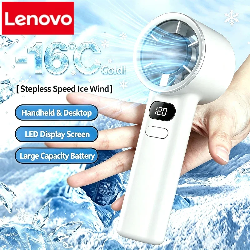 Lenovo Mini Handheld Fan 120 Speed Portable Bladeless Desktop Fans Rechargeable Instant Cooling With Ice Mode For Men Women New