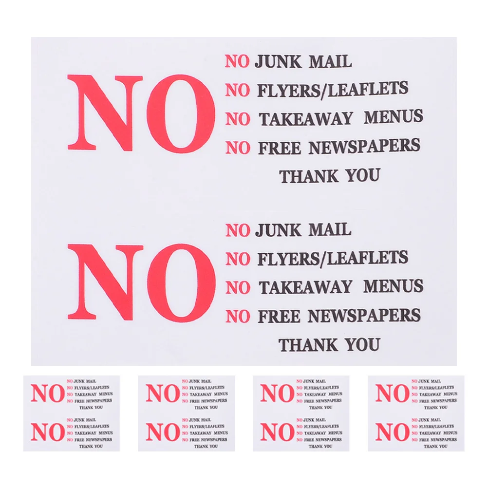 

2pcs No Junk Mail Sticker Waterproof Pvc Mailbox Decal Weather Resistant Self Adhesive Sign For Home Commercial Use