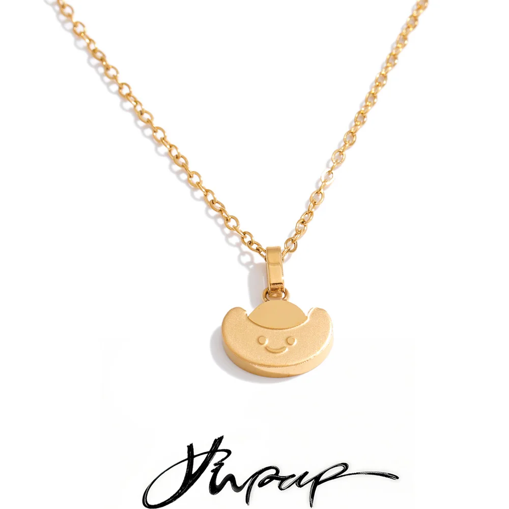Yhpup Stainless Steel Gold Sycee Bullion Pendant Necklace Chinese Fortune-Attracting Lucky Jewelry 2026 Wishes Gift Waterproof