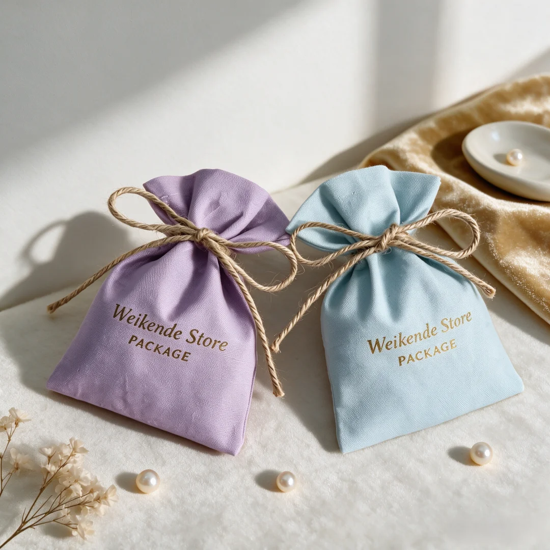 50Pcs Cotton Jute Burlap Drawstring Bags Custom‑Logo‑Supported Multi‑Size Bags for Jewelry Packing Small Candies &Wedding Favors