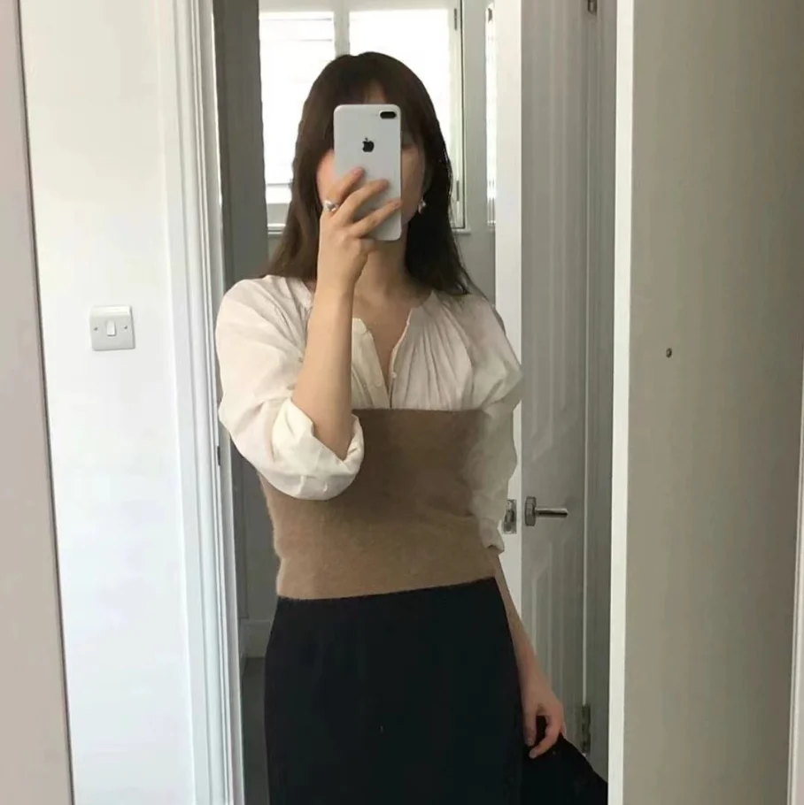 Loose Fit rotondo Ne oulder Insert irt Pure Color Lazy Sle Casual Primavera Nuovo arrivo Top in cotone di qualità premium da donna