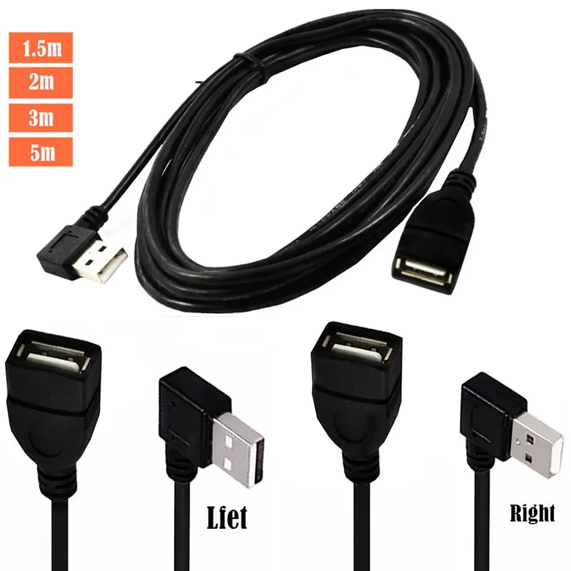 

Удлинительный кабель USB 2.0 длиной 3 м, удлинительный кабель с локотью 90 градусов «папа-мама», кабель для передачи данных USB 2.0 A «папа»