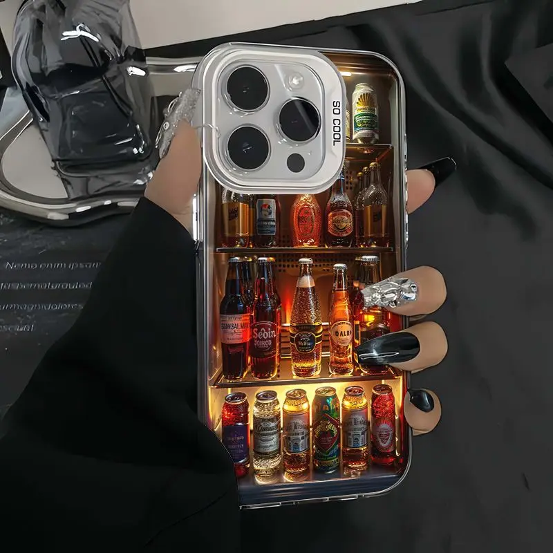 Super Cool Beer Freezer Phone Case For iPhone 16 15 14 13 12 11 Pro Max XR XS MAX 7 8 Plus MINI Y2K Fashion Anti Fall Back Cover