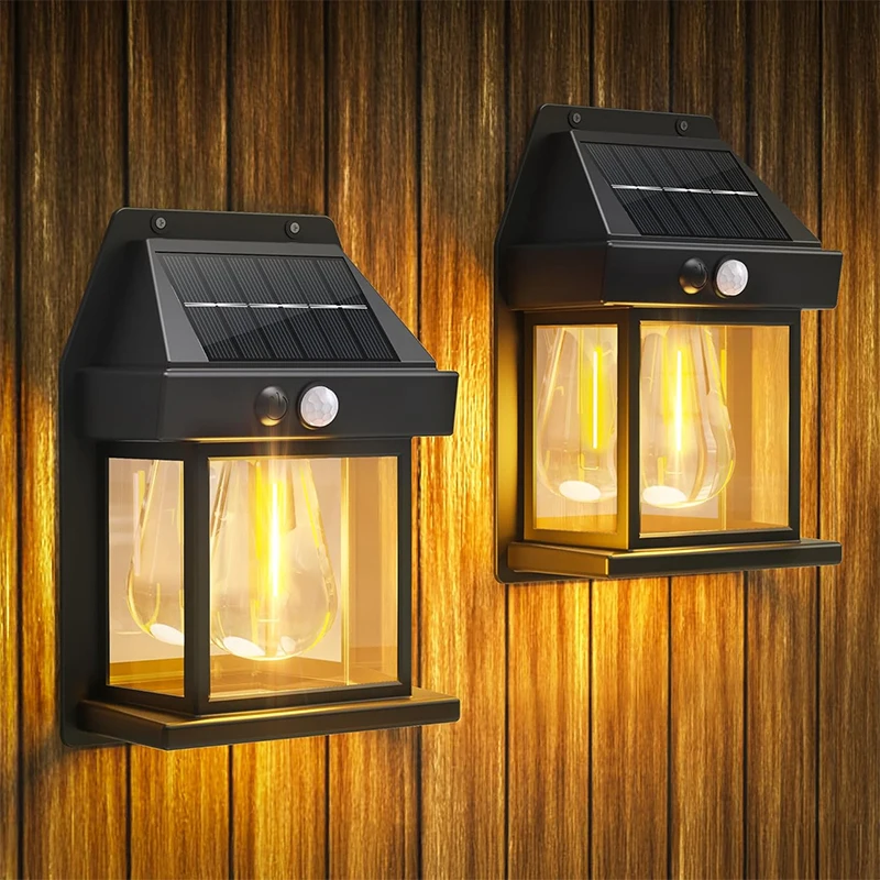 

Solar Tungsten Wire Wall Lamp, Outdoor Lighting Fixtures Wall Mount 120 Degree Induction Angle IP65 Weatherproof ABS with Screws