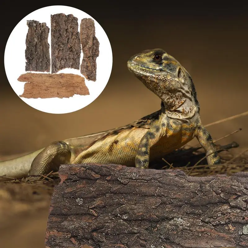 4Pcs Natural Cork Bark Flat Reptile Terrarium Background Decoration For Water Tank Pet Reptile Bark Climbing Tree Bark Decor