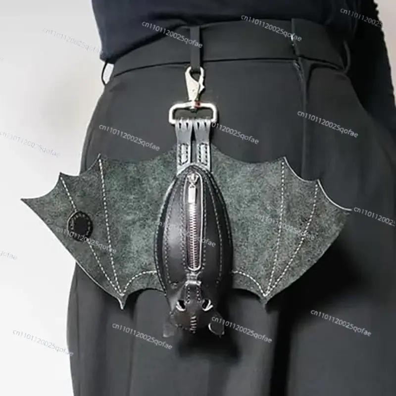 Genuine Leather Bat Coin Purse Funny Creative Wallet Pouch Mini Change Holder Cute for Halloween Cosplay Party Birthday Gift