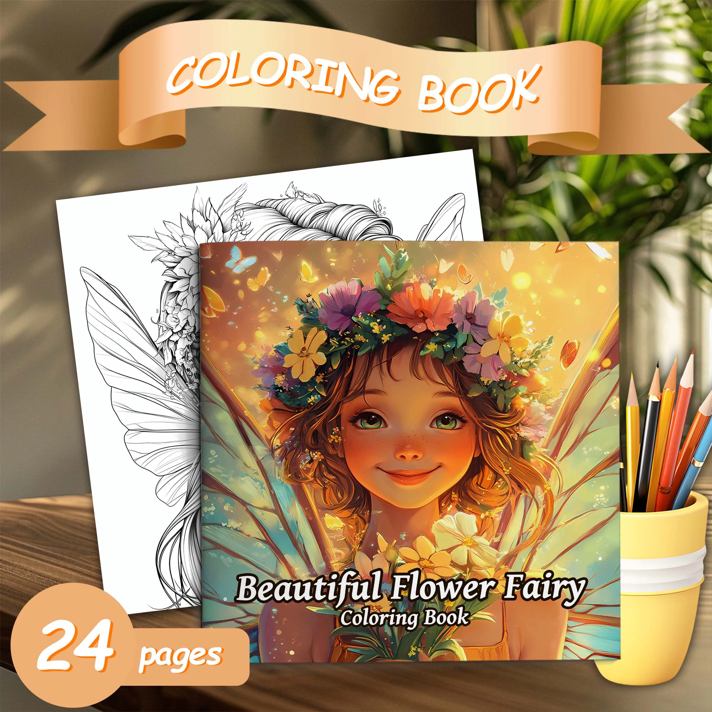 

Красивая цветочная фея, книжка-раскраска, 24-страничная книжка с картинками для взрослых, подарок для снятия стресса, убивания времени, граффити, живопись, рисунок, искусство