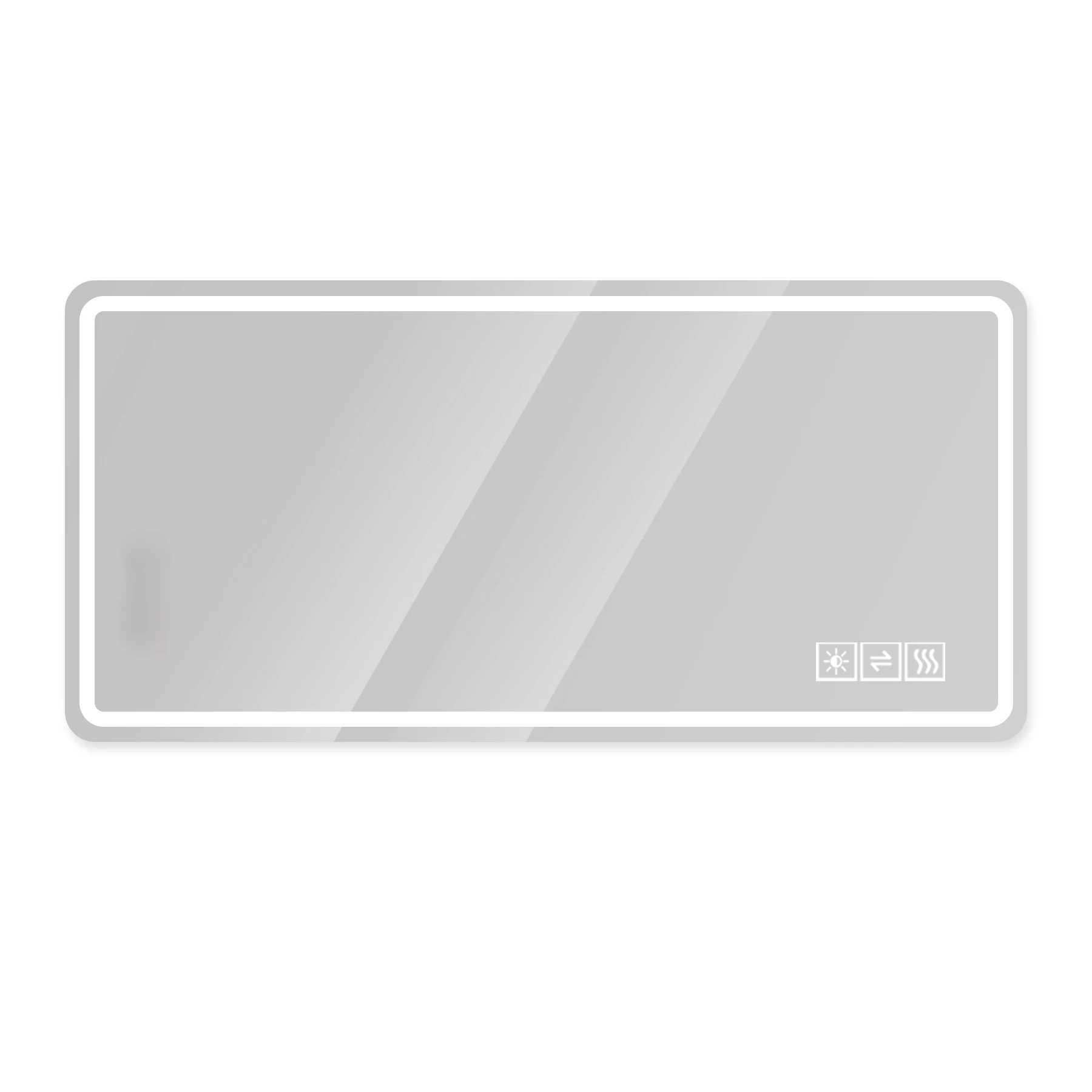 

28*60-дюймовое светодиодное зеркало для ванной комнаты, настенное зеркало, противотуманное, с регулируемой яркостью, небьющееся закаленное стекло, идеально подходит для декора стен ванной комнаты