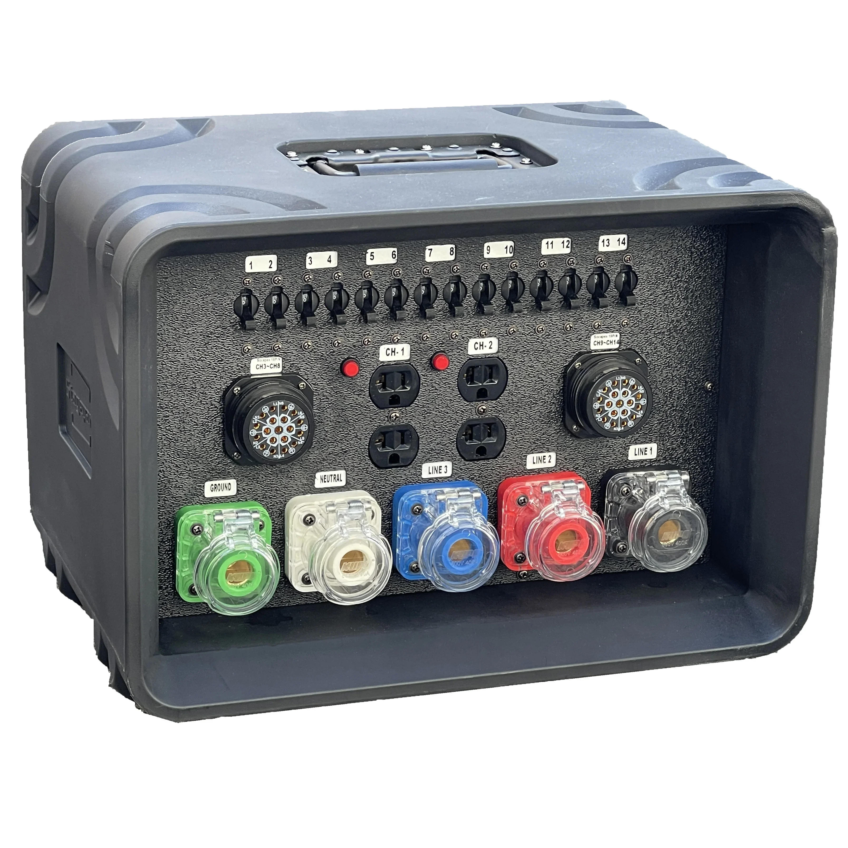 2026new   400A Camlock Electric  Equipment  US type Socket to Socapex 19pin Power Distro Box Power Supply for Stage Disco