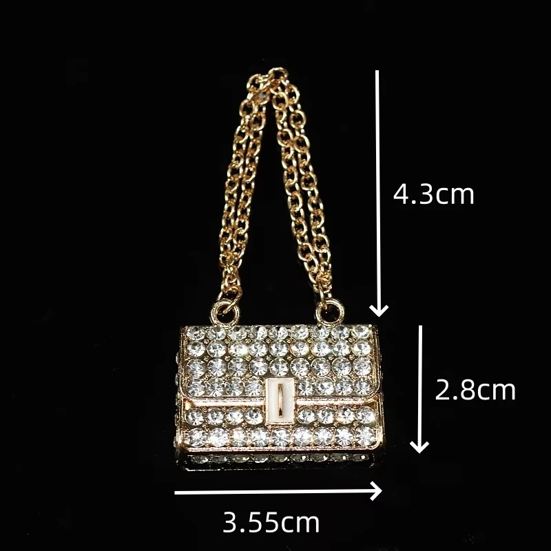 2pc Luxury Metal Simulation Handbag Perfume Bottle Crystal Diamond Jewelry Pendants Crafts Diy Junk Phone Case Decor Charms