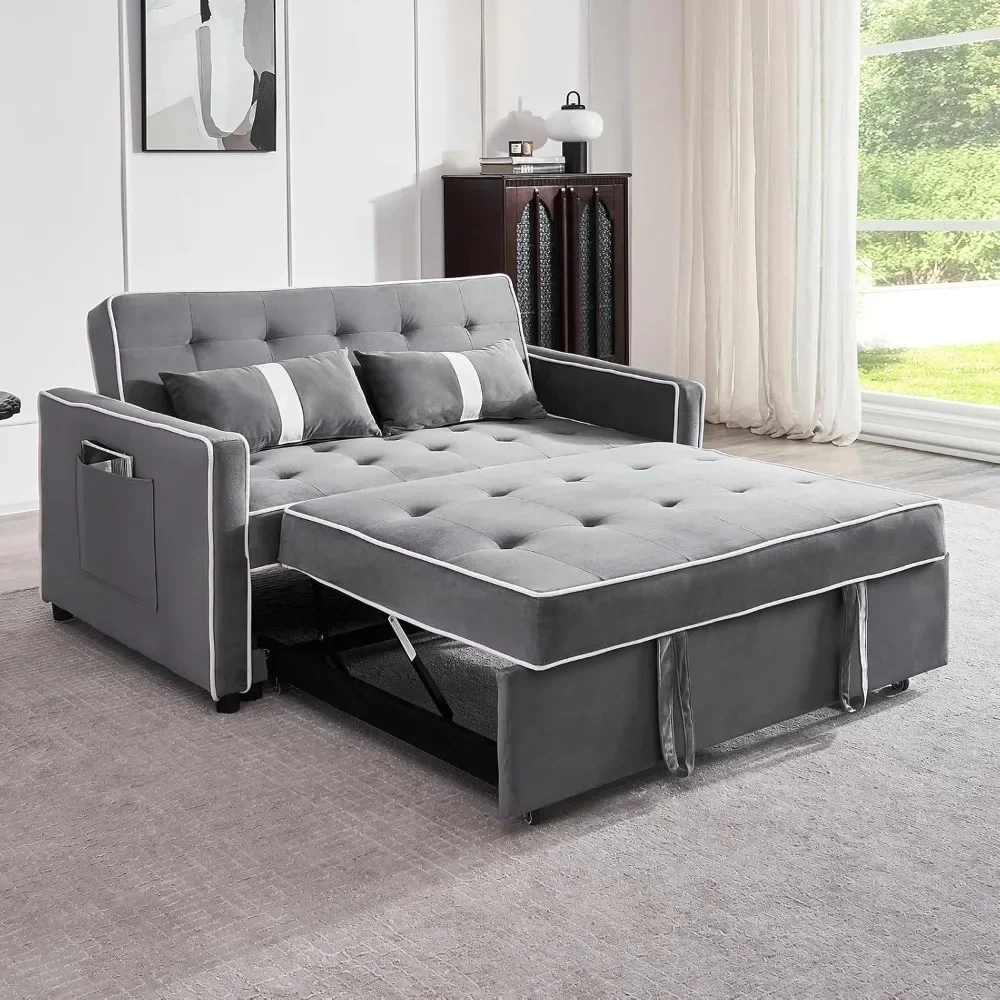 Sofa Bed Chair Includes 2 Pockets and 2 Pillows 3 in 1 Sleeper Sofa Bed, Pull Out Sofa Bed with Adjustable Backrest ,54.5