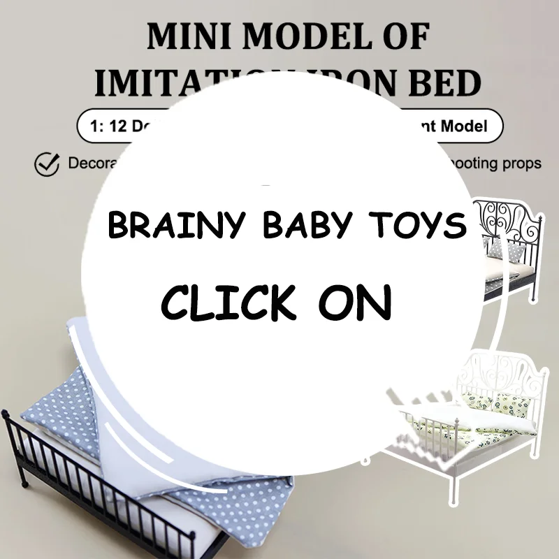 

1/12 Dollhouse Simulation European Bed With Mattress Pillow Quilt Doll Home Iron Art Double Bed Bedroom Furniture Decoration Toy