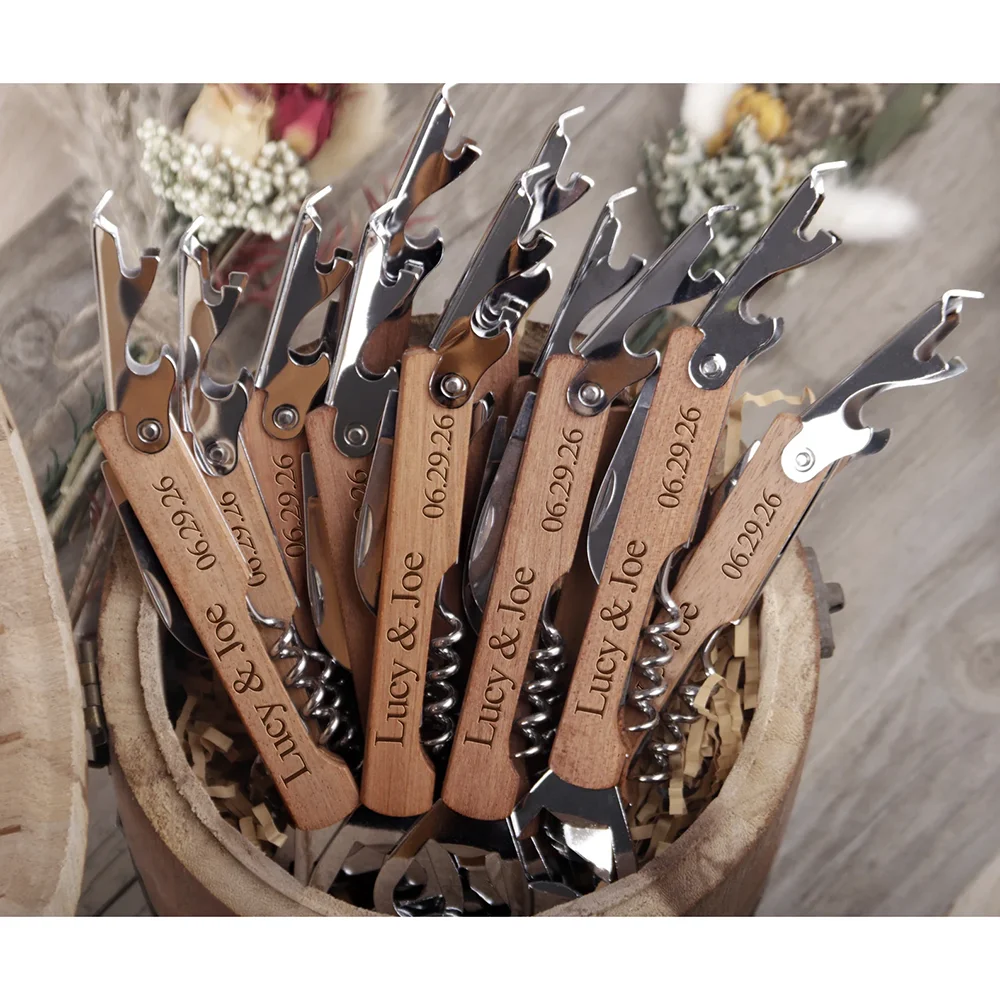 

Custom Wedding Opener Wood Corkscrew Bottle Openers Bachelor Party Wedding Shower Favors Groom To Be Groomsman Wine Corkscrew